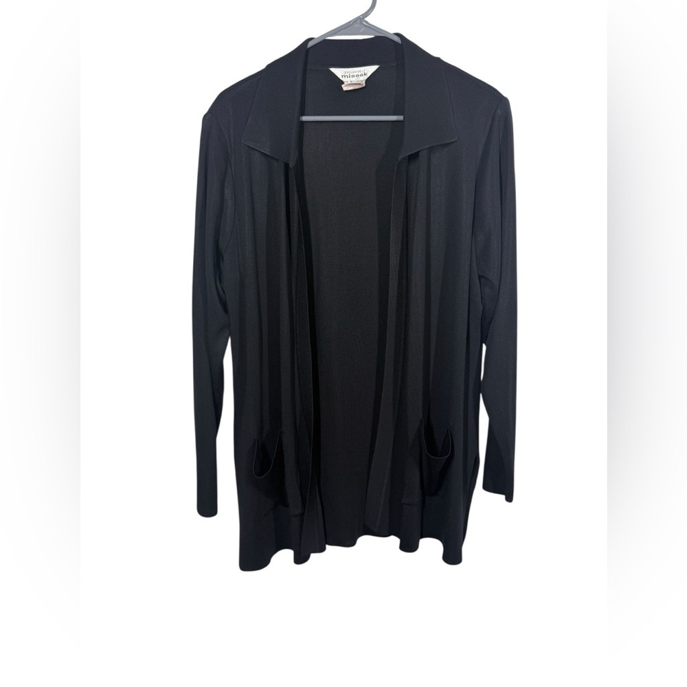 Misook Black Open Front Cardigan Size Large